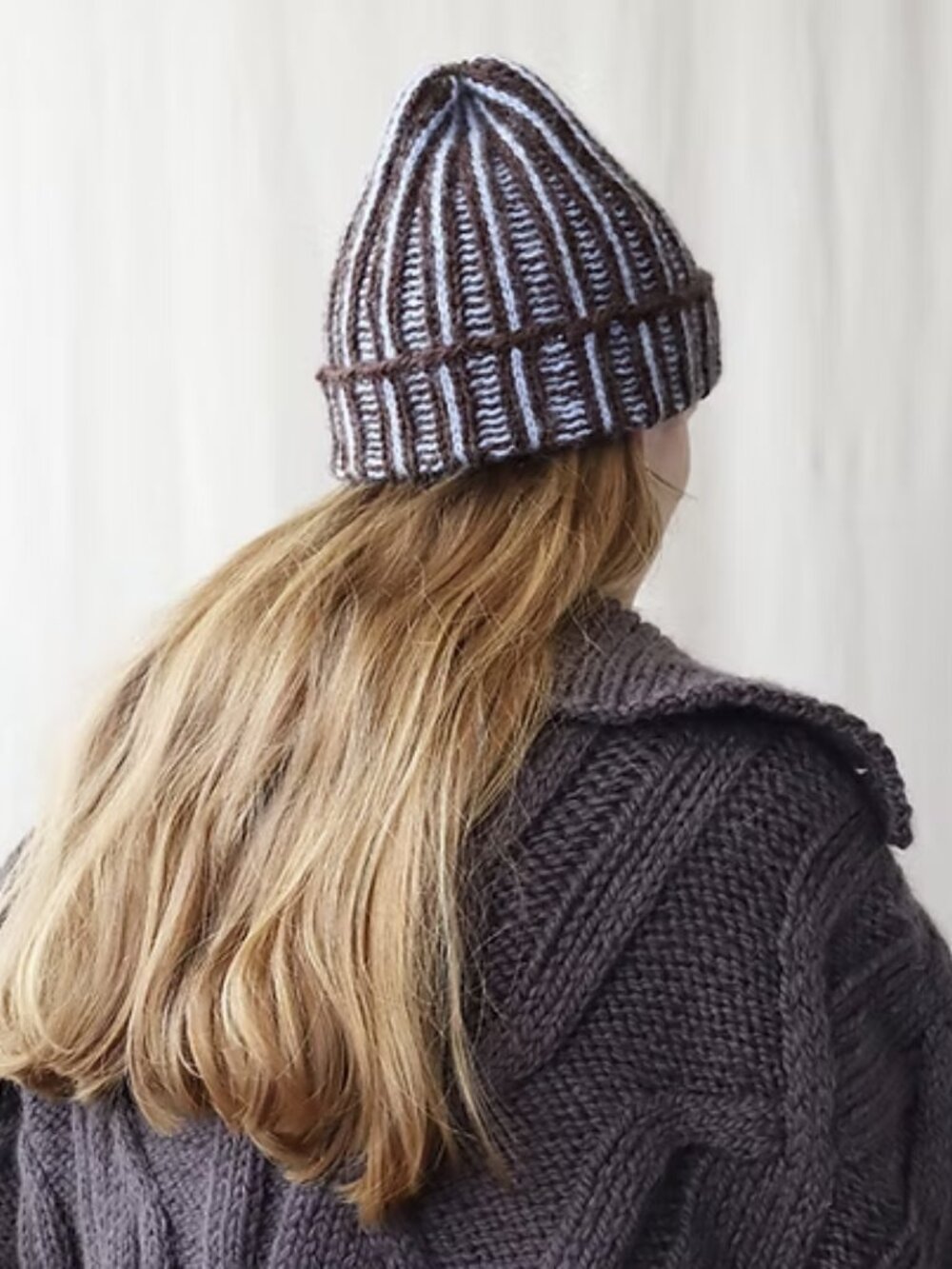 Hand Knit 100% wool Striped Beanie
